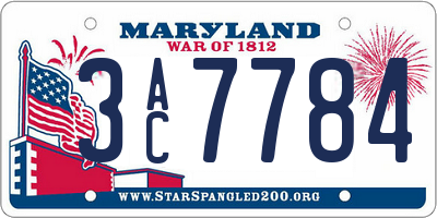 MD license plate 3AC7784
