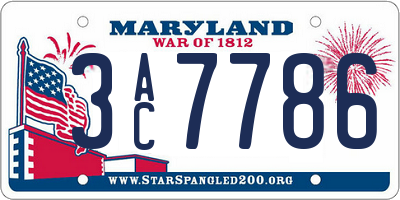 MD license plate 3AC7786