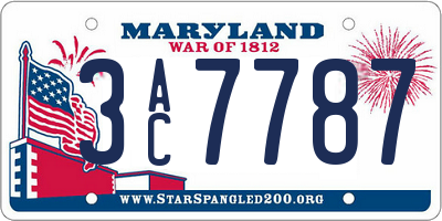MD license plate 3AC7787
