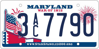 MD license plate 3AC7790