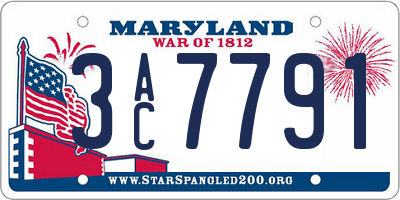 MD license plate 3AC7791