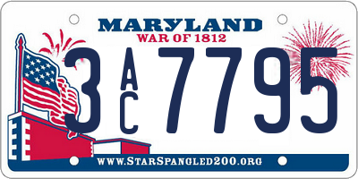 MD license plate 3AC7795