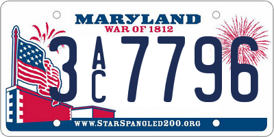 MD license plate 3AC7796