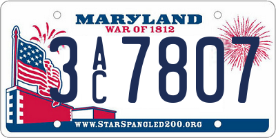 MD license plate 3AC7807