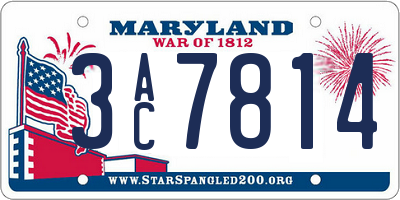 MD license plate 3AC7814
