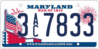 MD license plate 3AC7833