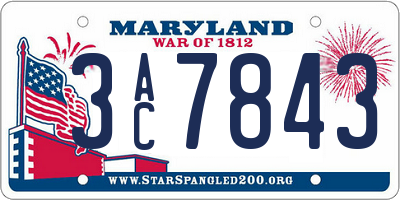MD license plate 3AC7843