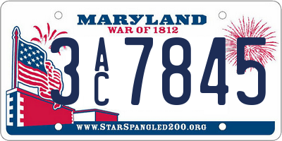 MD license plate 3AC7845