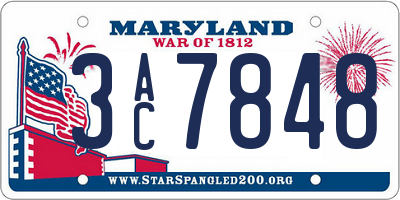 MD license plate 3AC7848