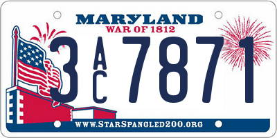 MD license plate 3AC7871