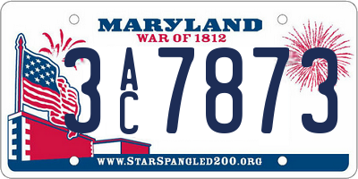 MD license plate 3AC7873