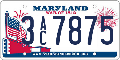 MD license plate 3AC7875