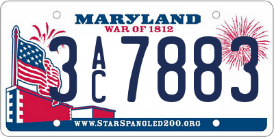 MD license plate 3AC7883
