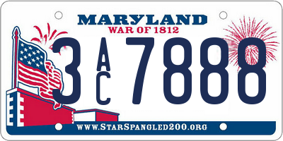 MD license plate 3AC7888