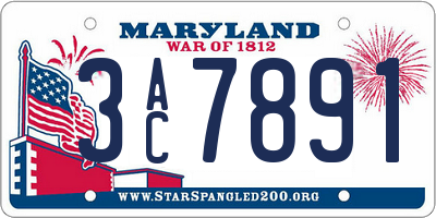 MD license plate 3AC7891