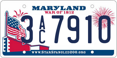 MD license plate 3AC7910