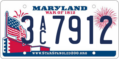 MD license plate 3AC7912