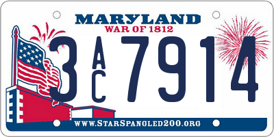 MD license plate 3AC7914