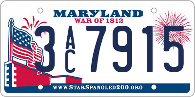 MD license plate 3AC7915