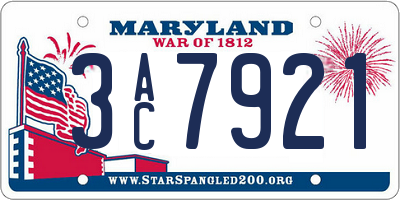 MD license plate 3AC7921