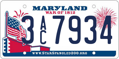 MD license plate 3AC7934