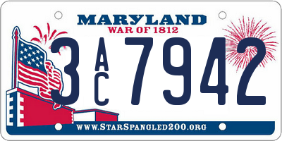 MD license plate 3AC7942