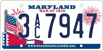 MD license plate 3AC7947
