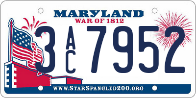 MD license plate 3AC7952