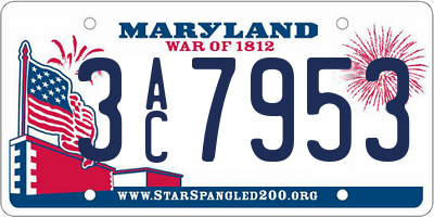 MD license plate 3AC7953