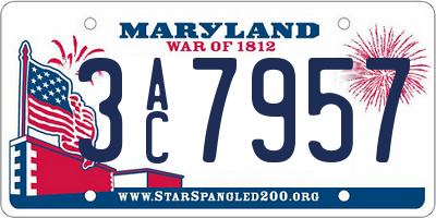 MD license plate 3AC7957