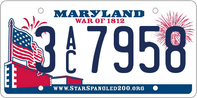 MD license plate 3AC7958