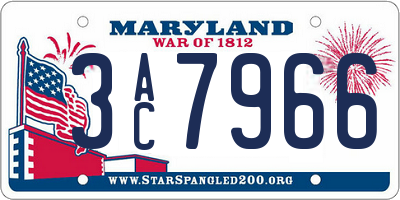 MD license plate 3AC7966