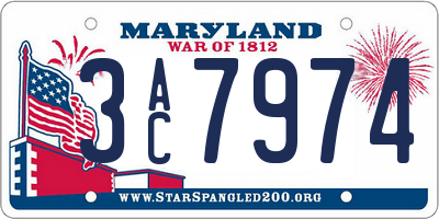 MD license plate 3AC7974