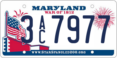 MD license plate 3AC7977