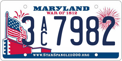 MD license plate 3AC7982