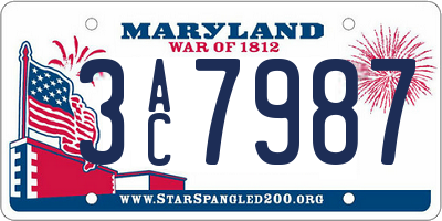 MD license plate 3AC7987