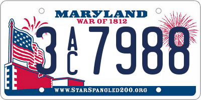 MD license plate 3AC7988