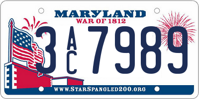 MD license plate 3AC7989