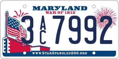 MD license plate 3AC7992
