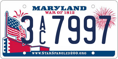 MD license plate 3AC7997