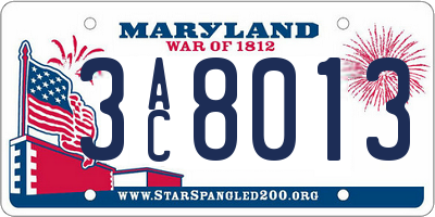 MD license plate 3AC8013