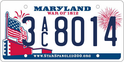 MD license plate 3AC8014