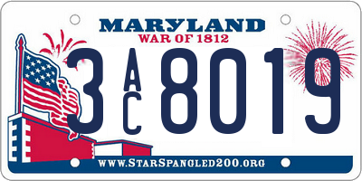 MD license plate 3AC8019