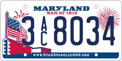 MD license plate 3AC8034