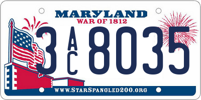 MD license plate 3AC8035