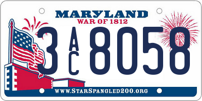MD license plate 3AC8058