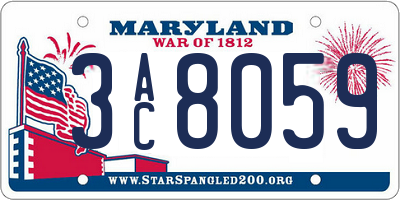 MD license plate 3AC8059