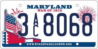 MD license plate 3AC8068