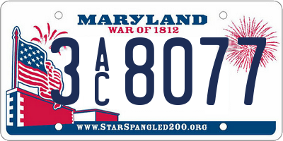 MD license plate 3AC8077