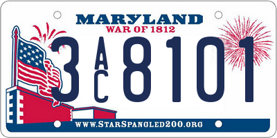 MD license plate 3AC8101
